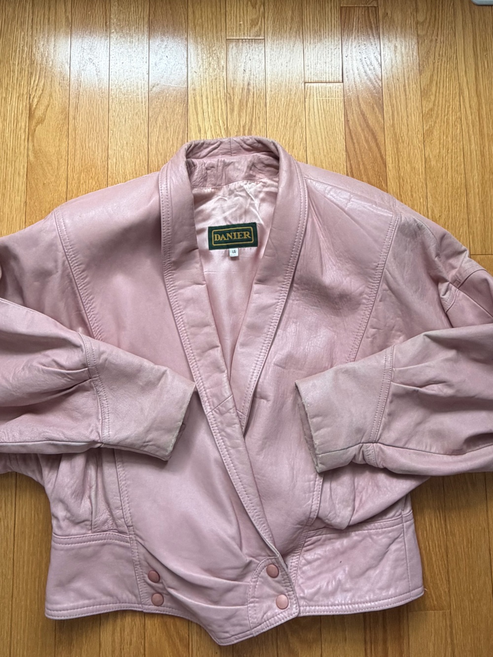 Pink leather jacket by Danier